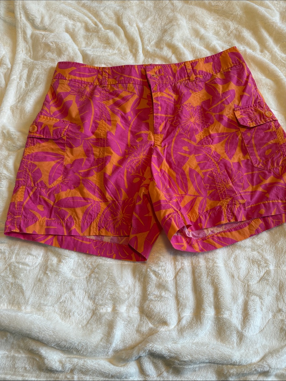 Dockers Women's Hot Pink and Orange Floral Cargo Shorts